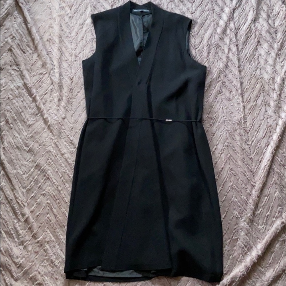 Black crepe Calvin Klein wrap dress w/elastic belt